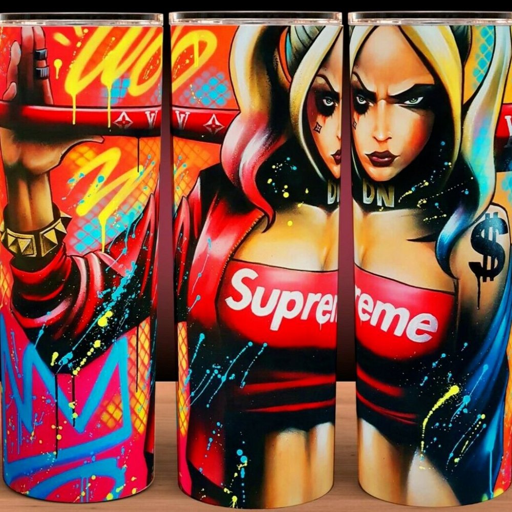 Harley Quinn Batman Supreme Tumbler 20oz with lid and straw